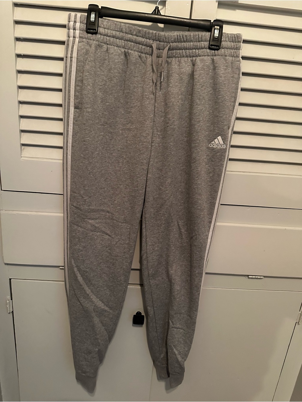 adidas Gray Three-Stripe Jogger Sweatpants
